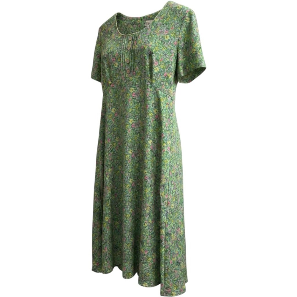 Vintage Alexandra Michaels Dress 14P Green Floral Maxi Cottagecore‎ Feminine